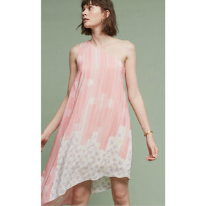 Maeve Anthropologie Silk One Shoulder Asymmetrical Dress Pink Size 2